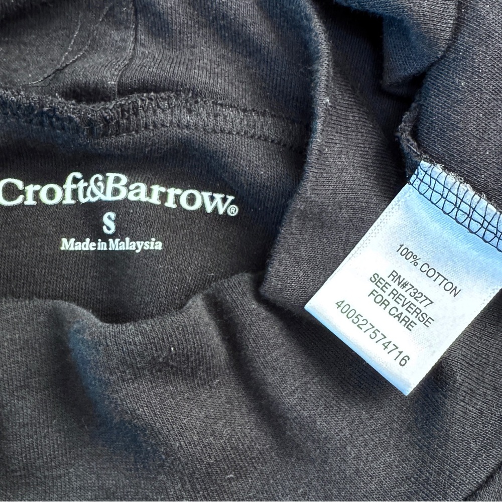 Croft & Barrow Black Cotton Mock Turtleneck Top Shirt S Long Sleeve - Picture 6 of 6